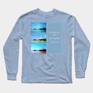 Square Blue Santa Monica Pier Collage Long Sleeve T-Shirt